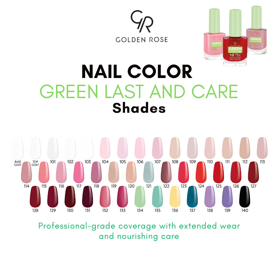 GOLDEN ROSE NAIL COLOR GREEN LAST AND CARE