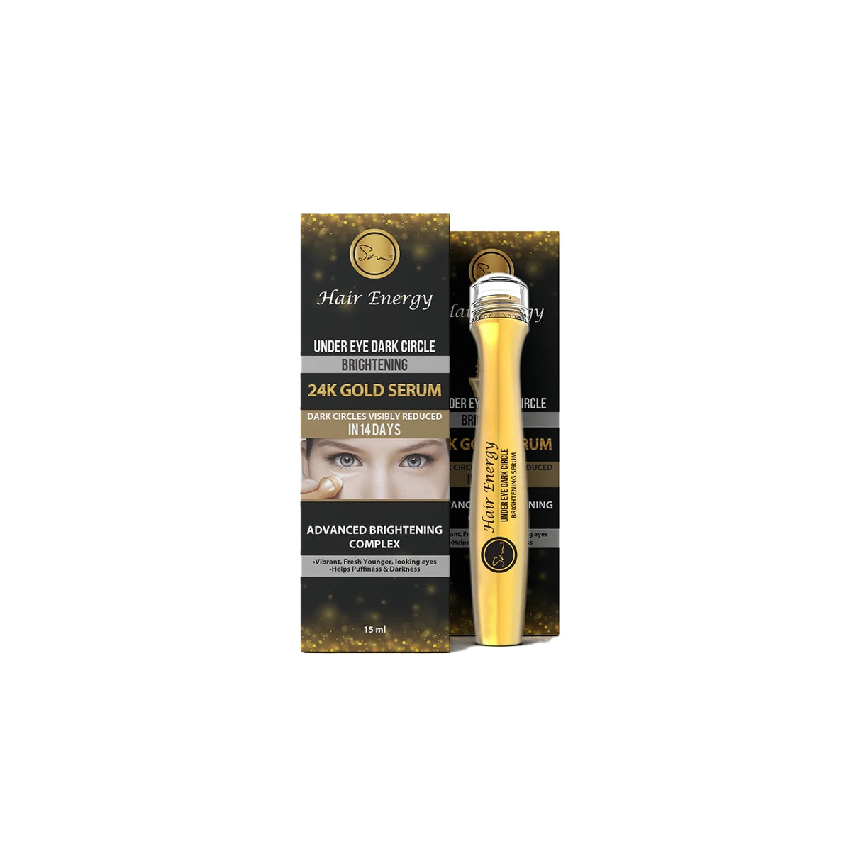 HAIR ENERGY 24K GOLD SERUM 15ML UNDER EYE DARK CIRCLE BRIGHT