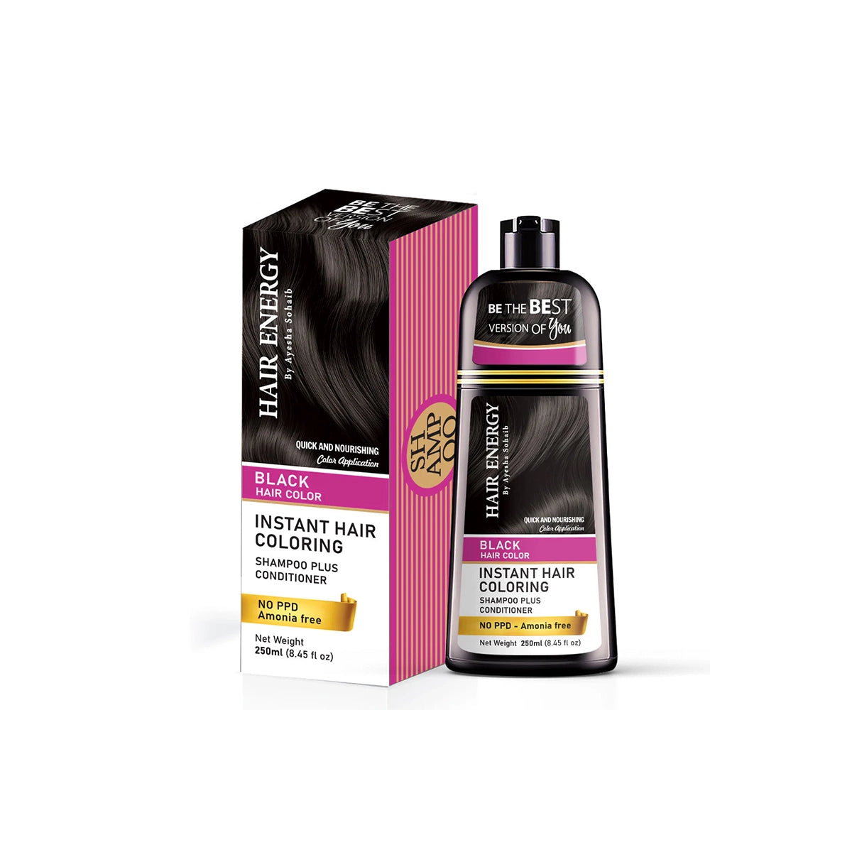 HAIR ENERGY INSTANT COLORING SHAMPOO 250ML BLACK