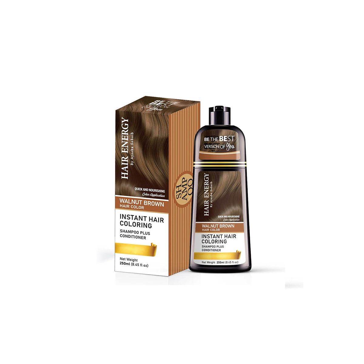 HAIR ENERGY INSTANT COLORING SHAMPOO 250ML WALNUT BROWN