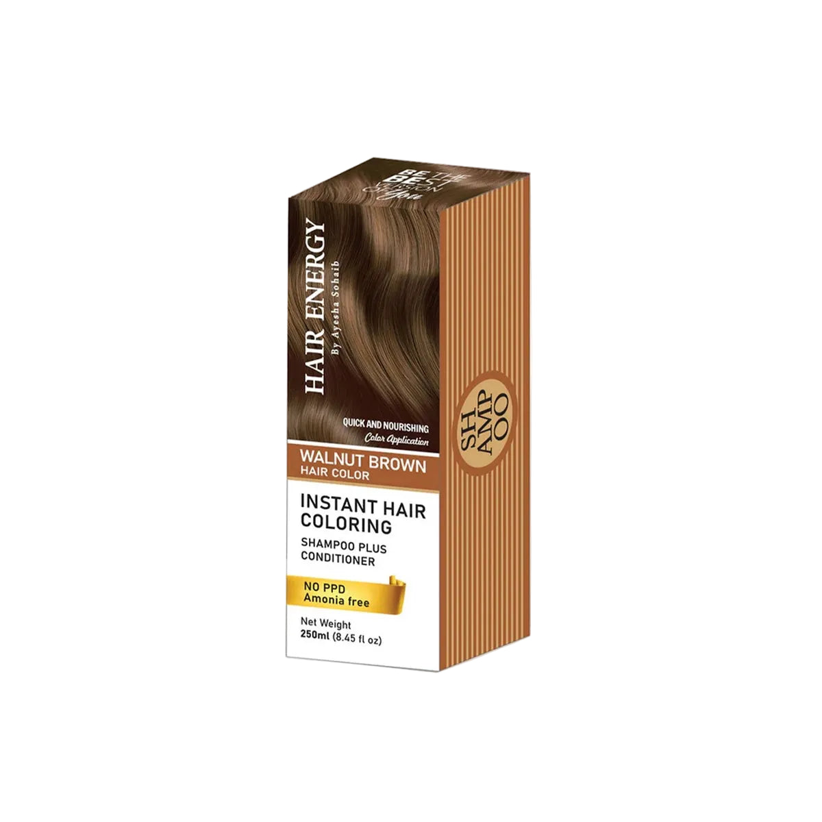 HAIR ENERGY INSTANT COLORING SHAMPOO 250ML WALNUT BROWN