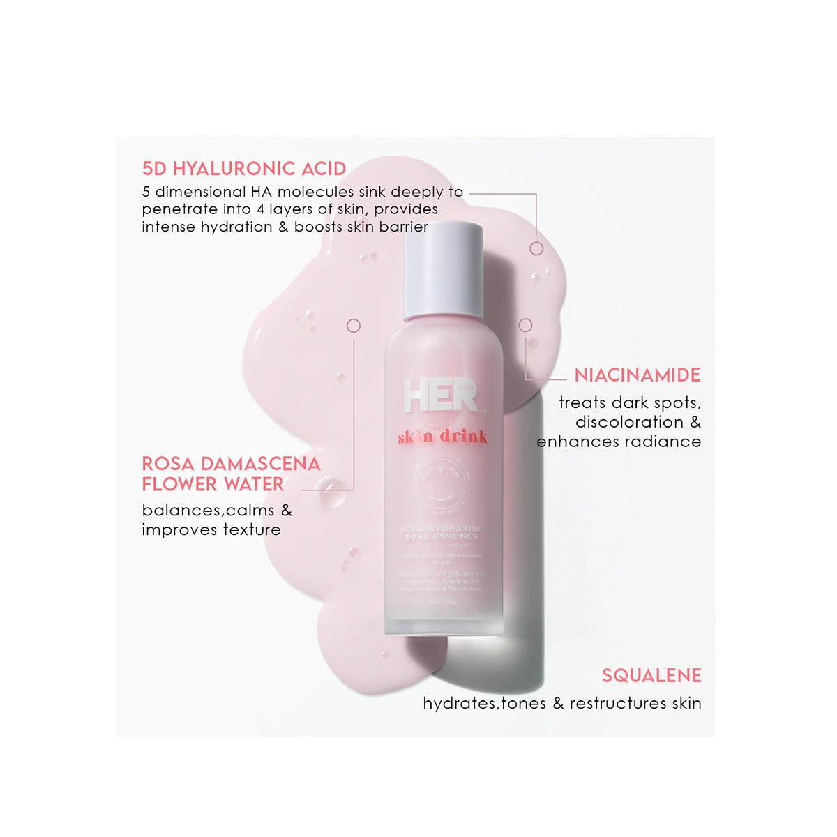 HER BEAUTY SKIN DRINK MEGA HYDRATING ROSE ESSENCE 100ML