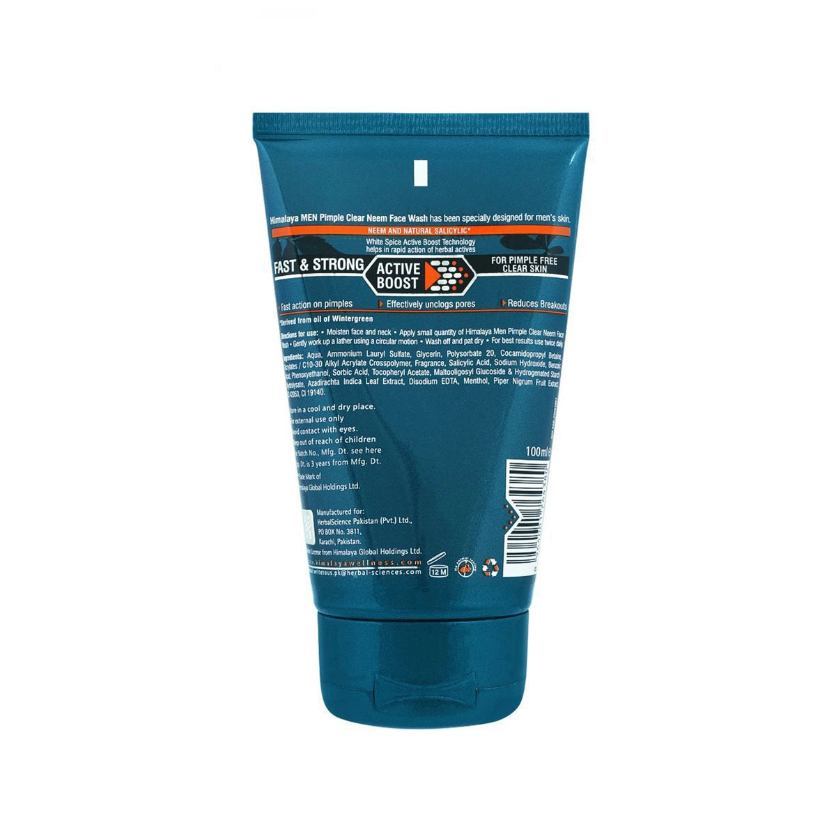 HIMALAYA FACE WASH 100ML MEN PIMPLE CLEAR NEEM.