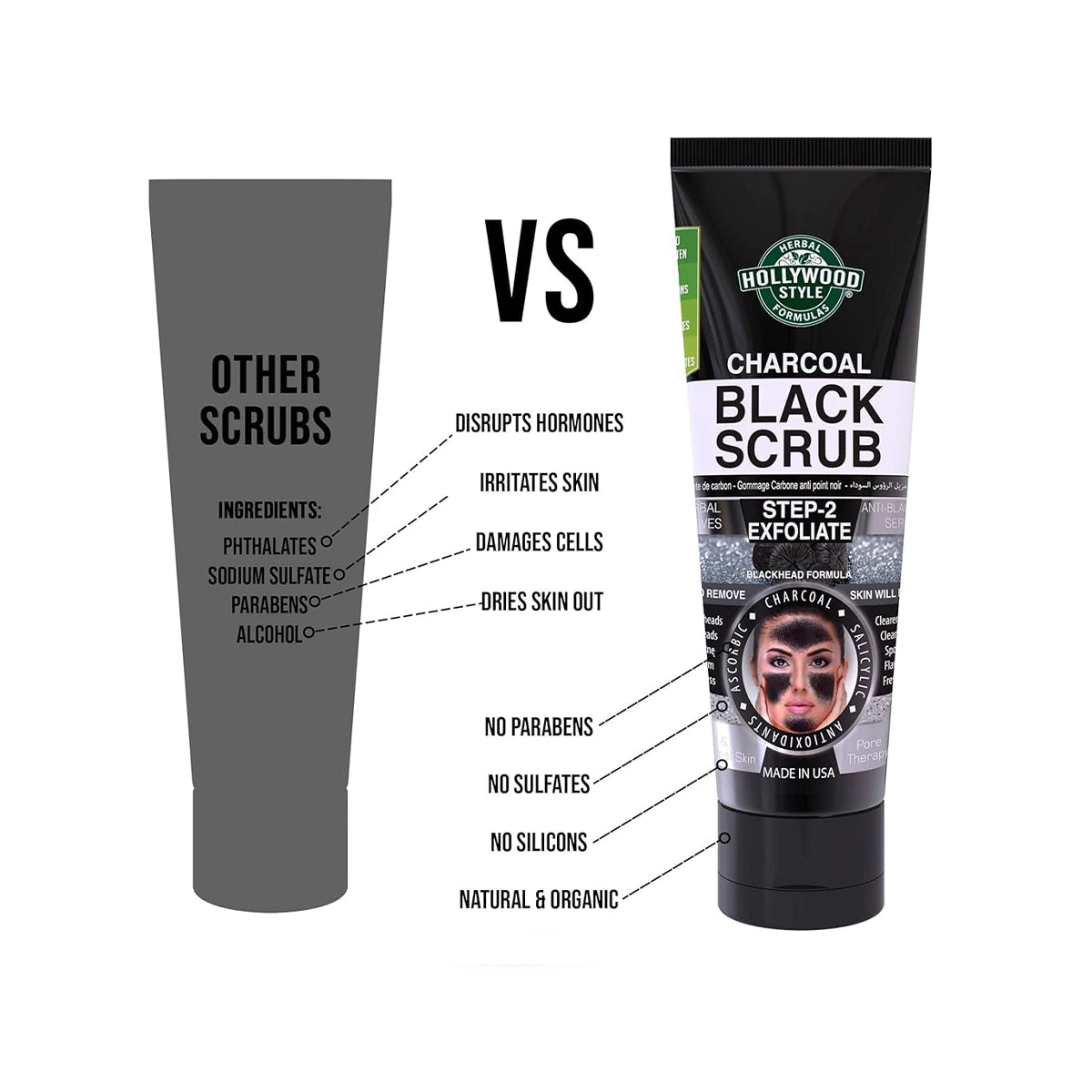 HOLLYWOOD 100ML BLACK CARBON SCRUB