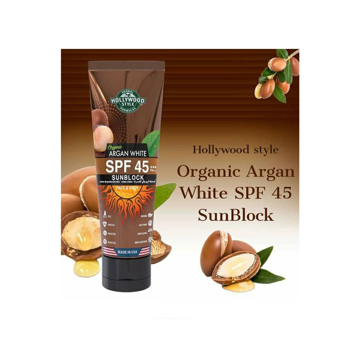 HOLLYWOOD 100ML S BLOCK ARGAN WHITE SPF45