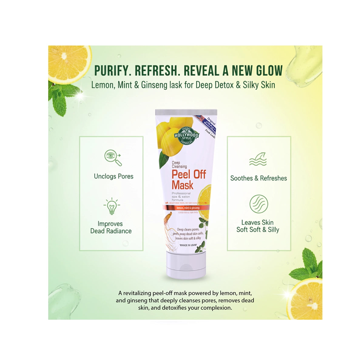 HOLLYWOOD 150ML PEEL OFF MASK LEMON