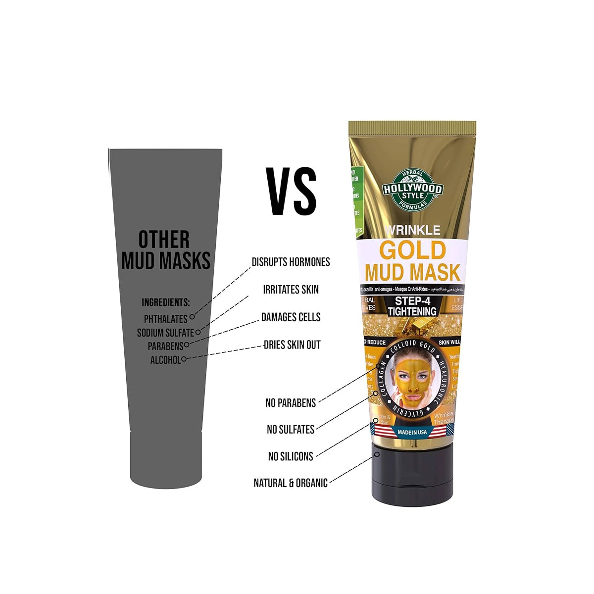 HOLLYWOOD 100ML GOLD COLLAGEN MUD MASK
