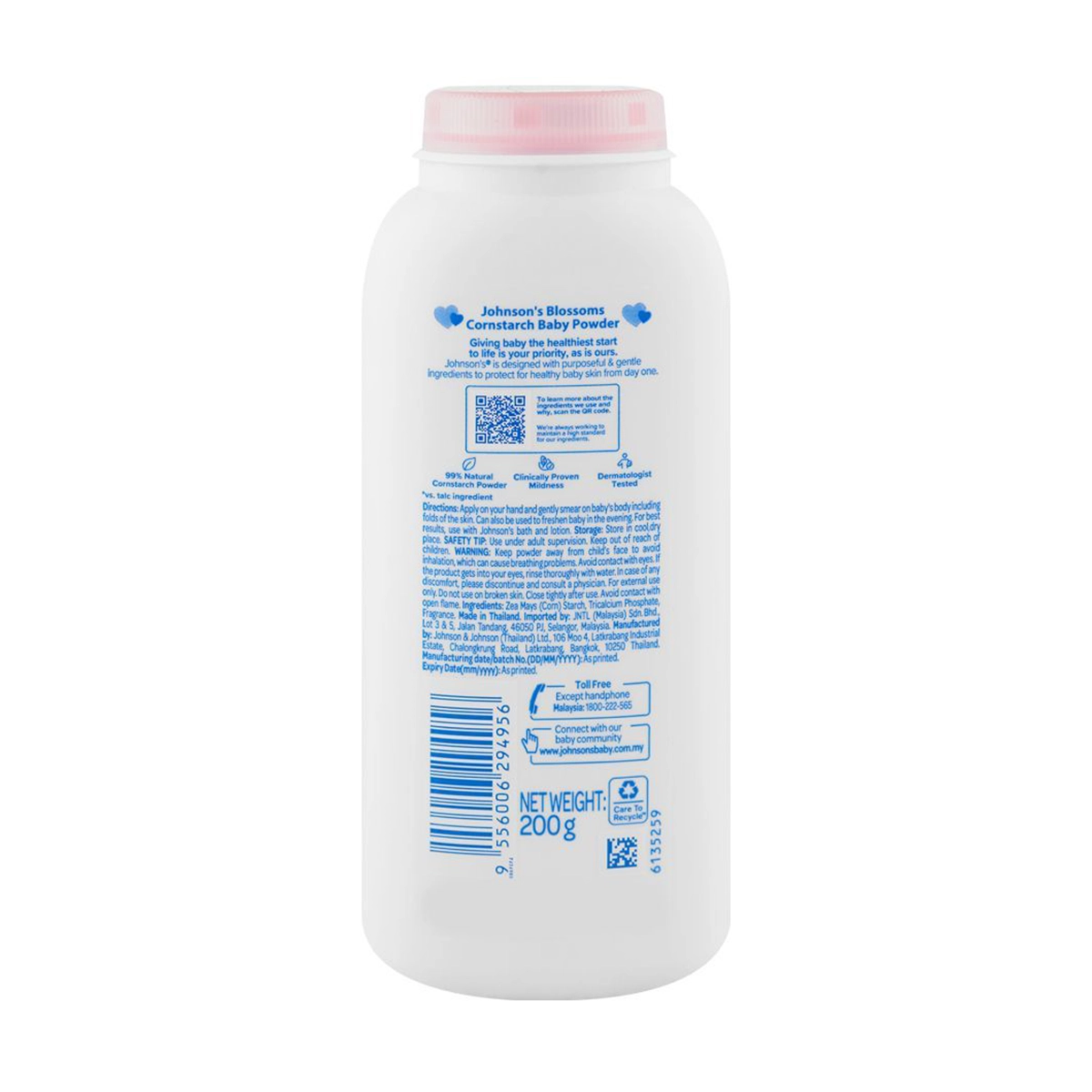 JOHNSONS THAI BABY POWDER 200GM BLOSSOMS