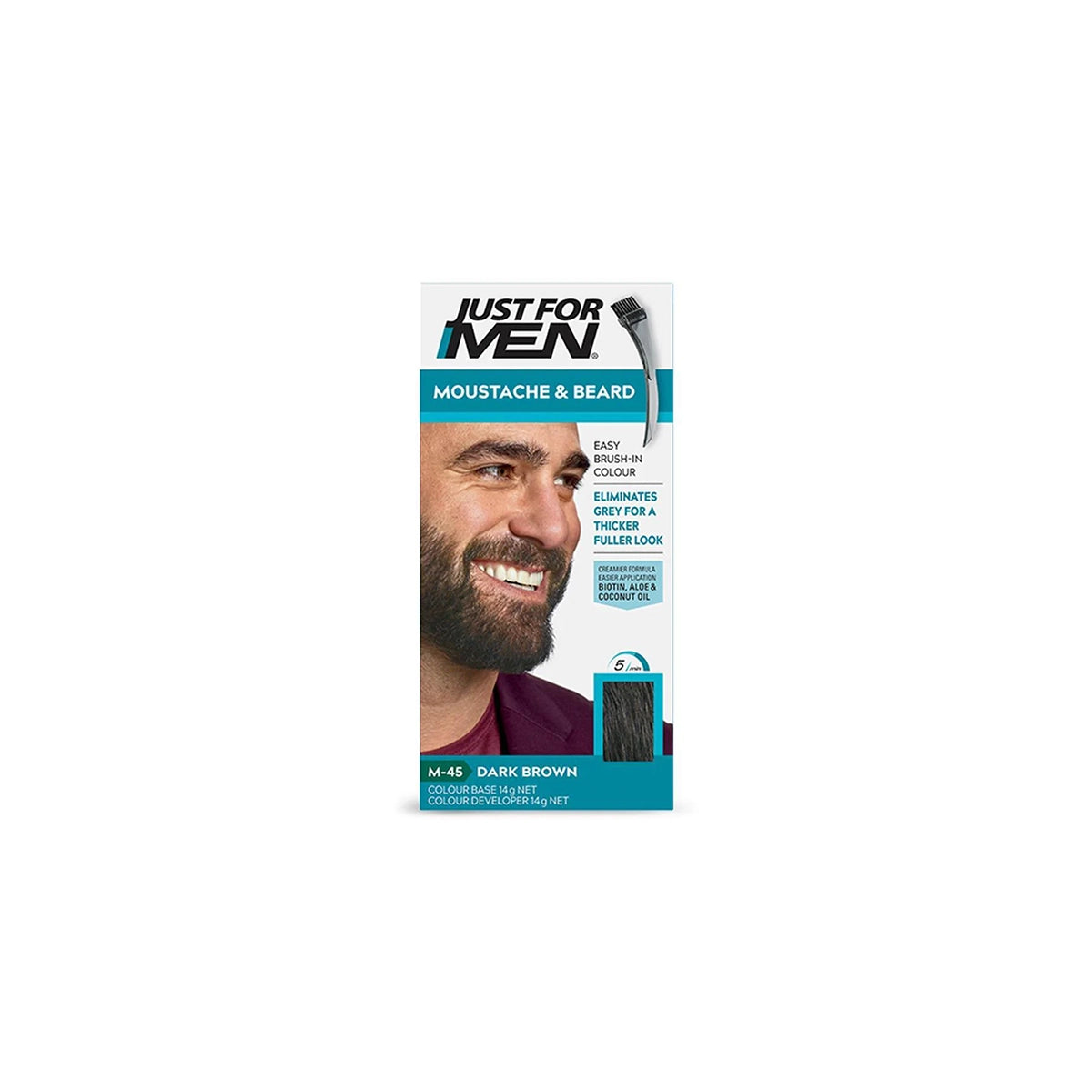 JUST FOR MEN COLOR BEARD DARK BROWN.