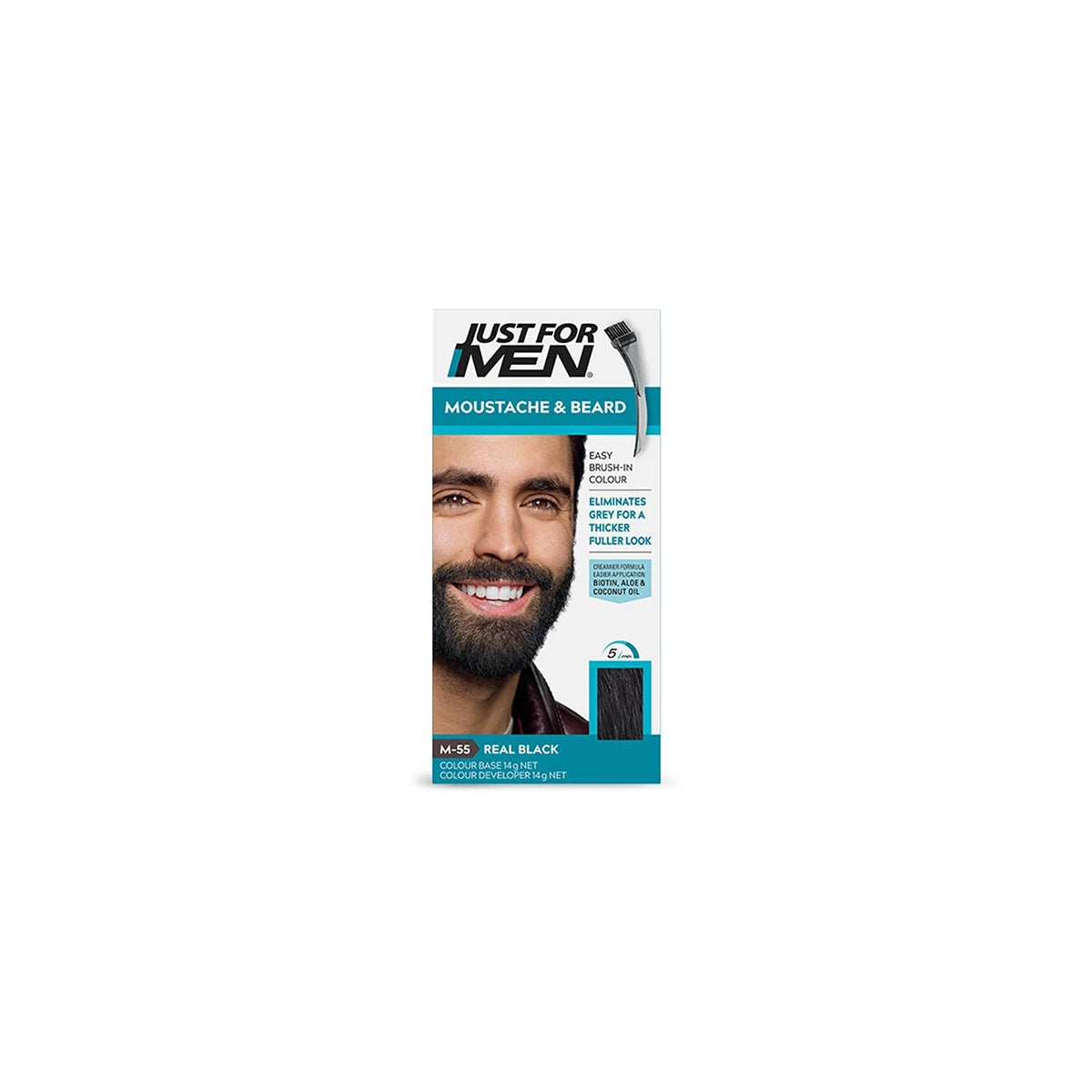 JUST FOR MEN COLOR BEARD REAL BLACK.