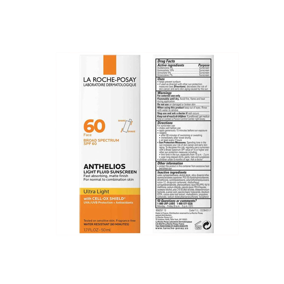 LA ROCHE POSAY ANTHELIOS SPF60 LIGHT FLUID 50ML