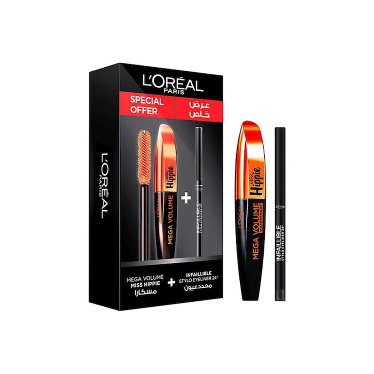 LOREAL MISS HIPPIE MASACARA PLUS EYELINER PACK