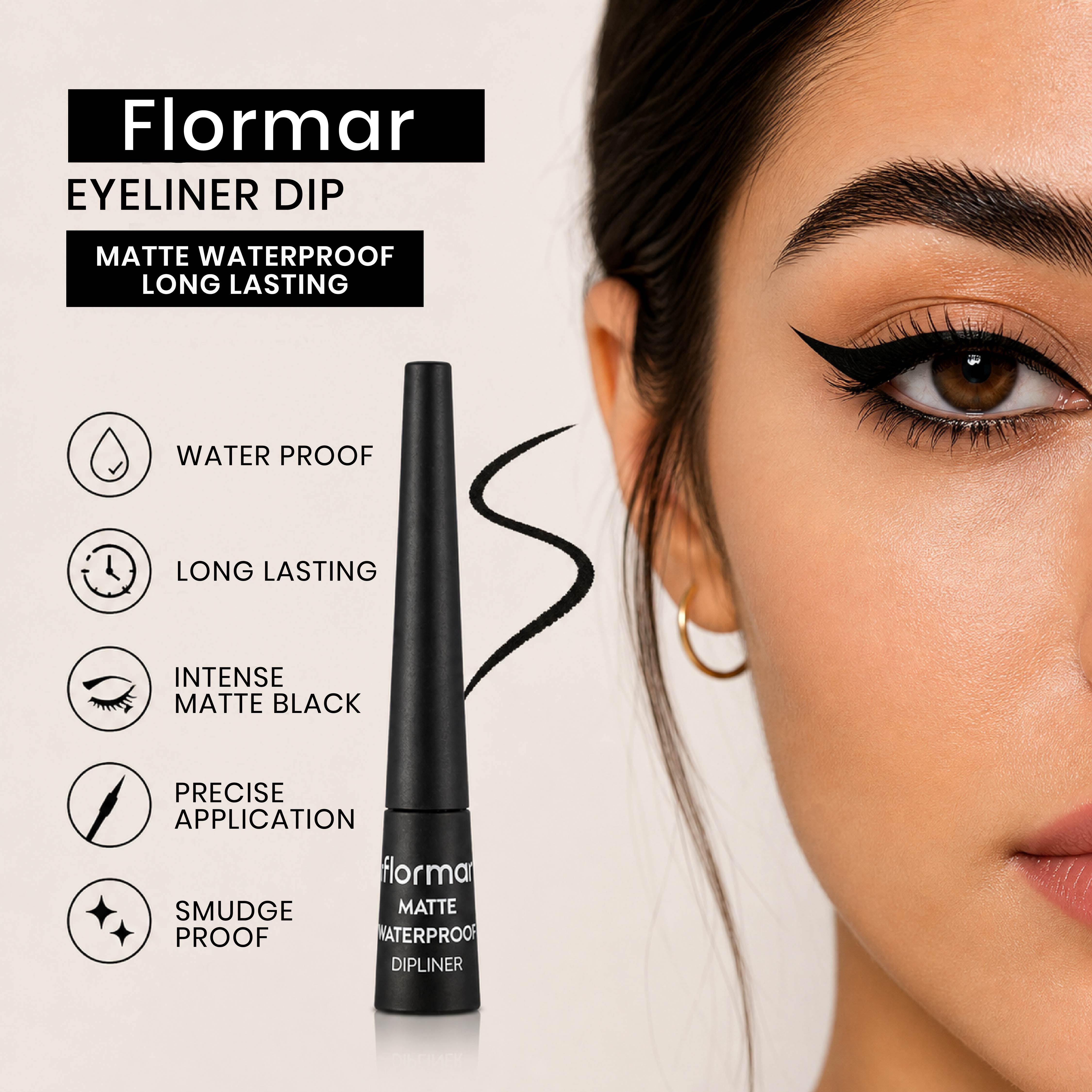 FLORMAR EYELINER DIP MATTEE WATERPROOF LONG LASTING MATTE BLACK DIPLINER