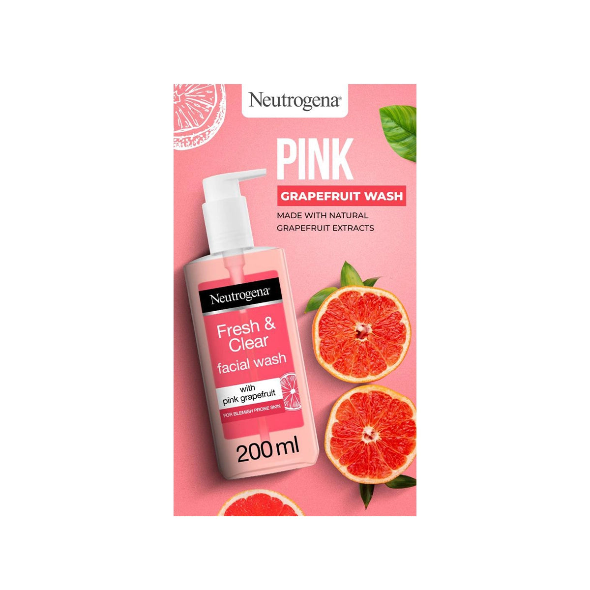 NEUTROGENA REFRESHING CLEAR PINK GRAPEFRUIT FACIAL WASH 200M