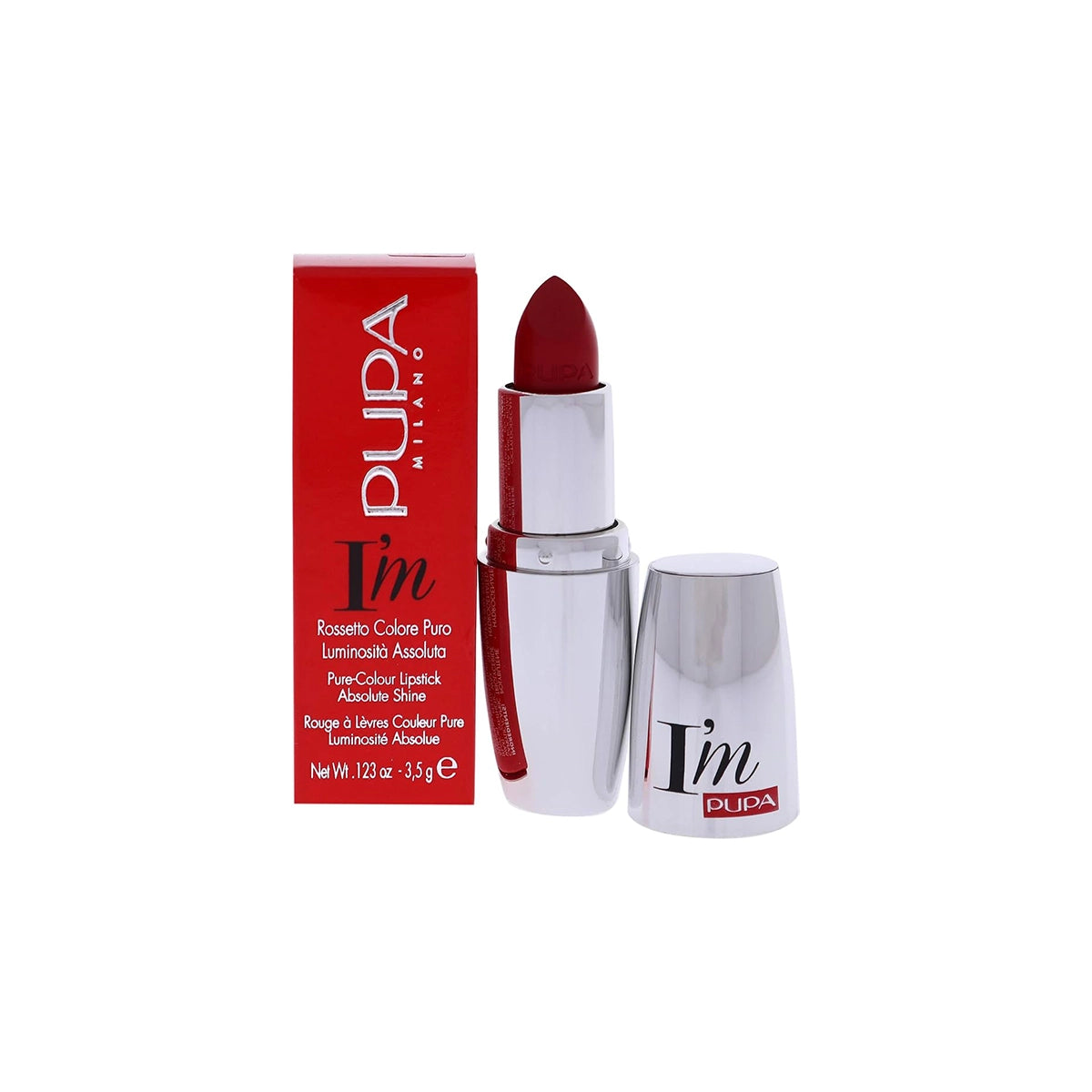 PUPA I M PURE COLR LIPSTICK ABSOLUTE SHINE HOT RUBY
