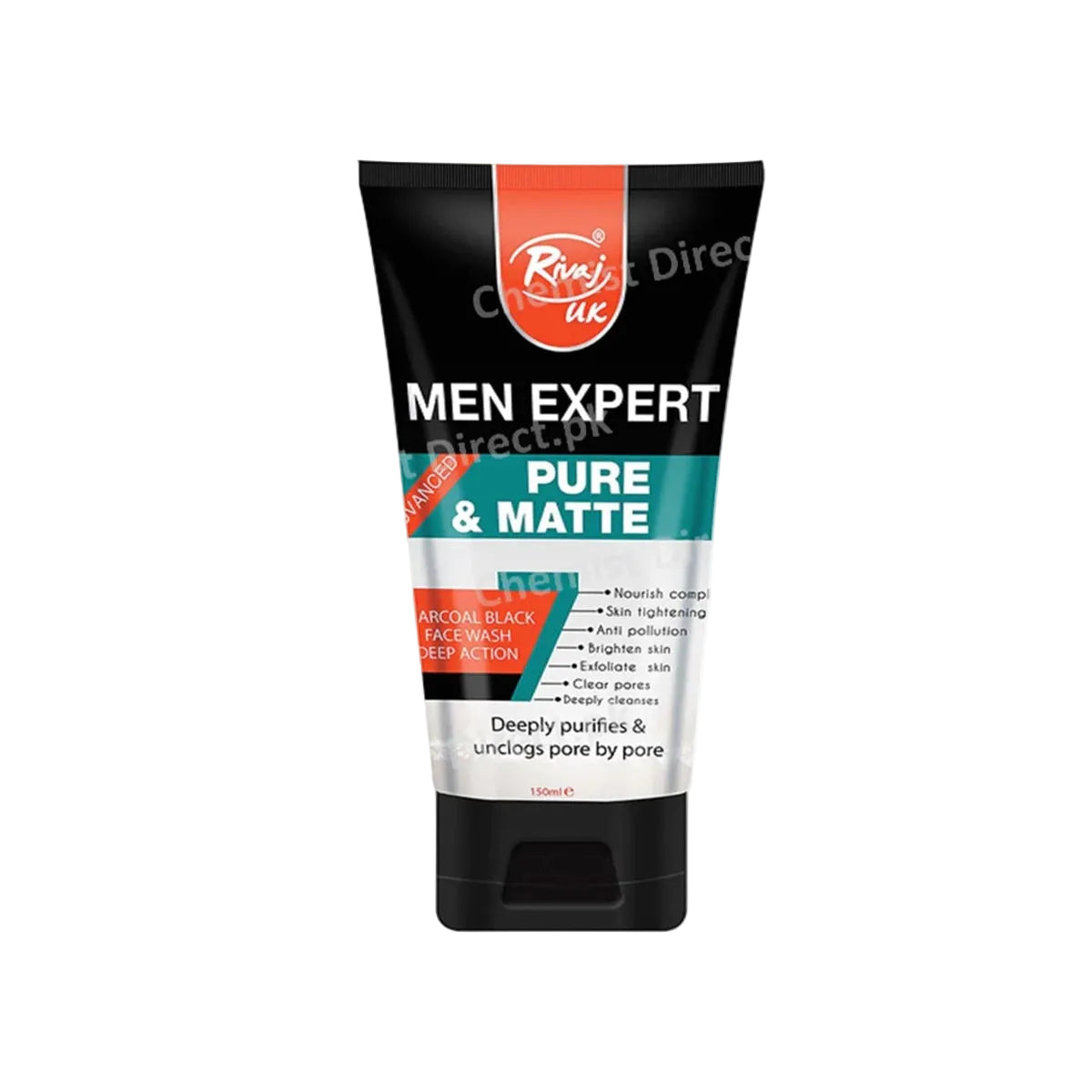 RIVAJ 150ML MEN PURE & MATTE CHARCOAL FACE WASH