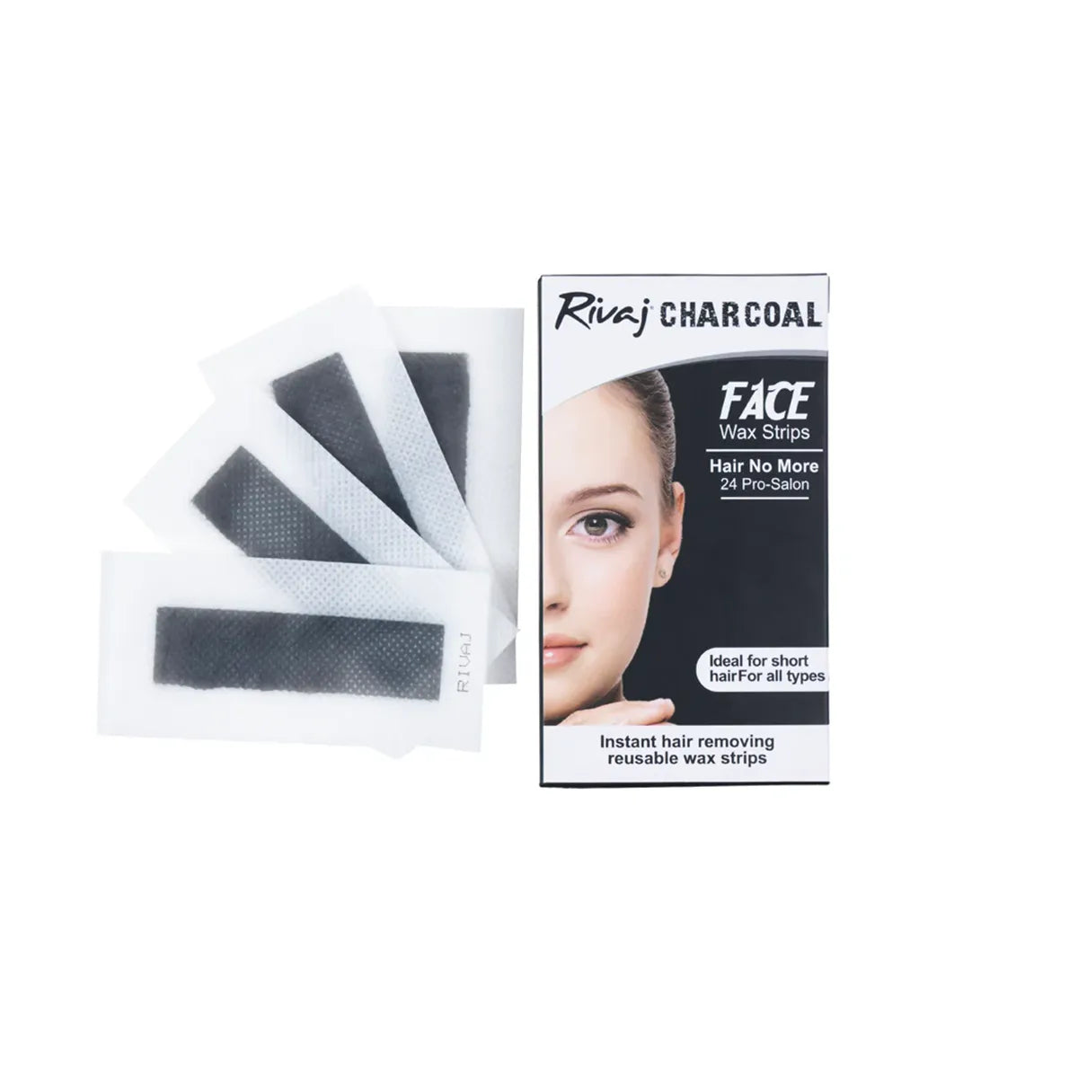 RIVAJ FACE WAX STRIPS 24CS CHARCOAL