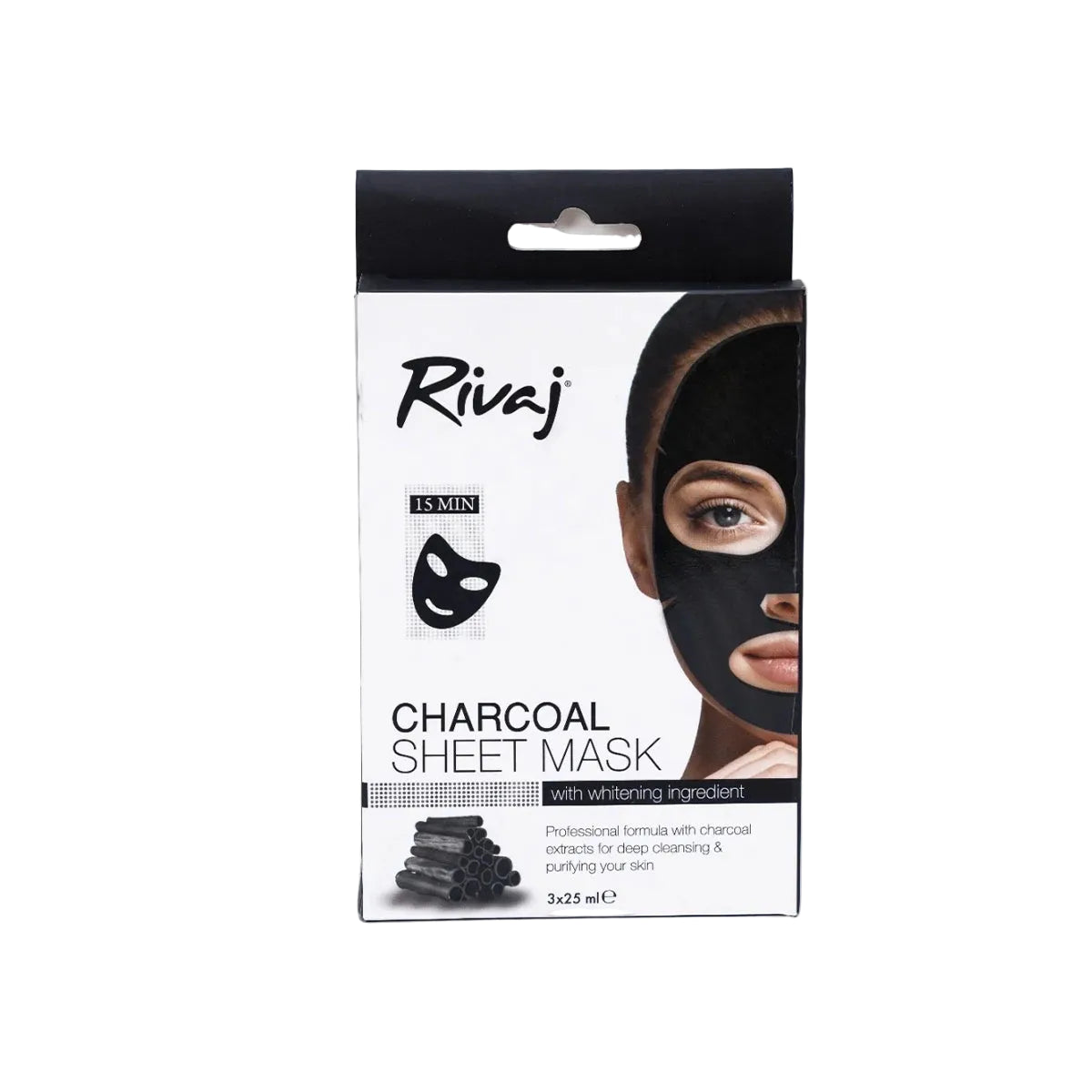 RIVAJ SHEET MASK CHARCOAL (3X25ML)