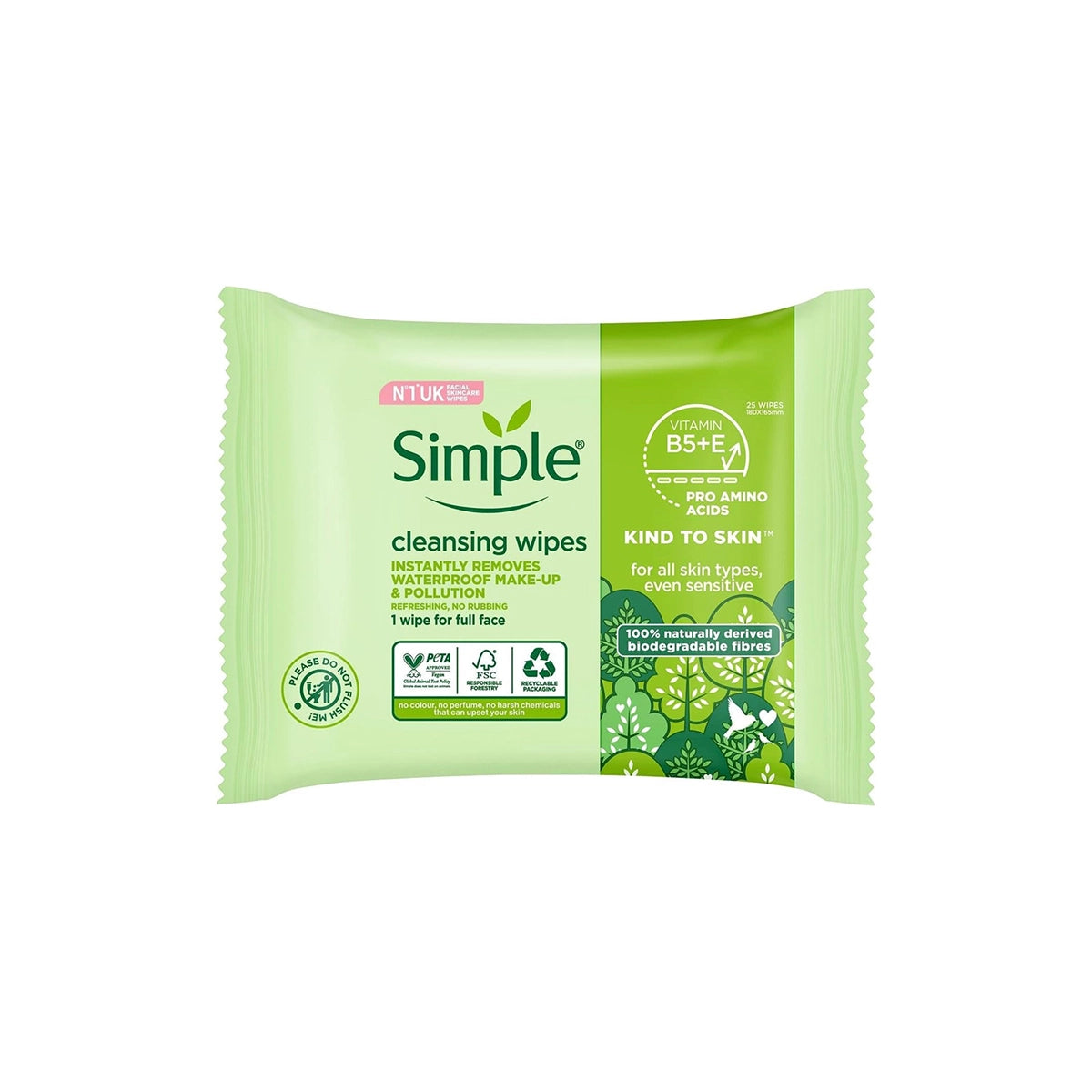 SIMPLE CLEANSING WIPES 25CS KIND TO SKIN NEW