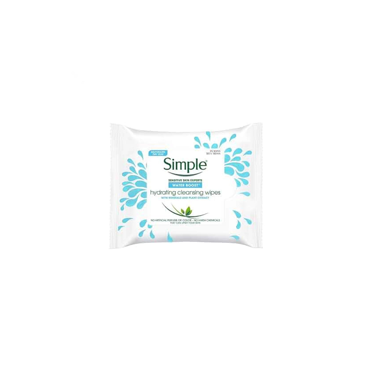 SIMPLE CLEANSING WIPES 25CS WATER BOOST
