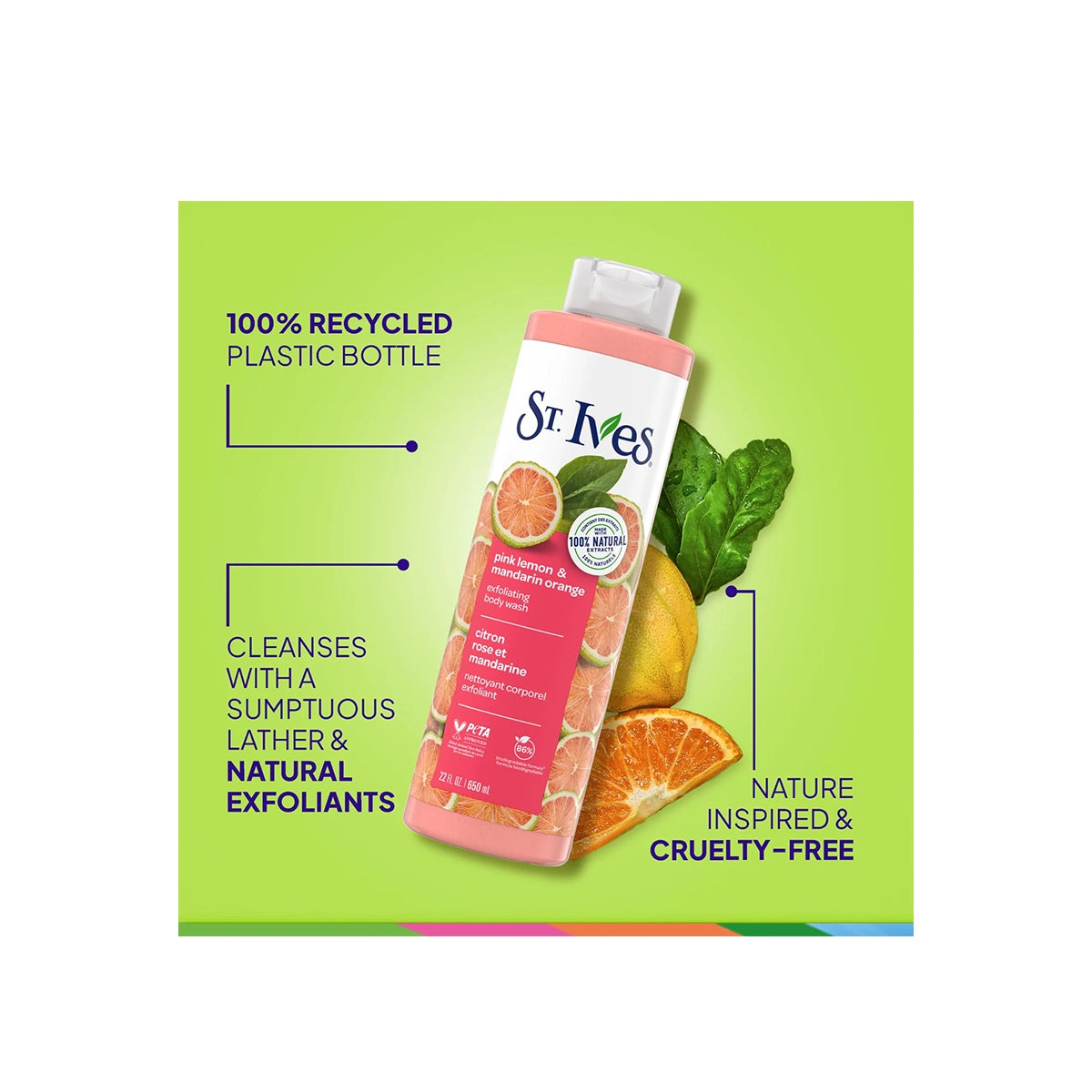 STIVES USA BODY WASH 473ML PINK LEMON &MANDARIN ORANG