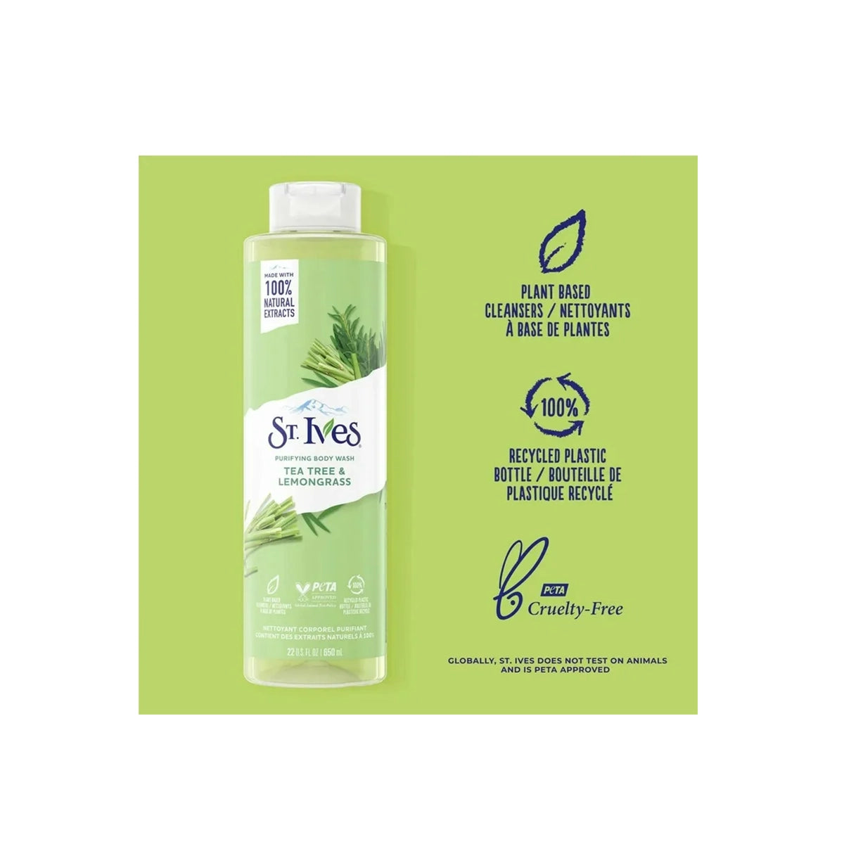 STIVES USA BODY WASH 650ML TEA TREE LEMONGRASS