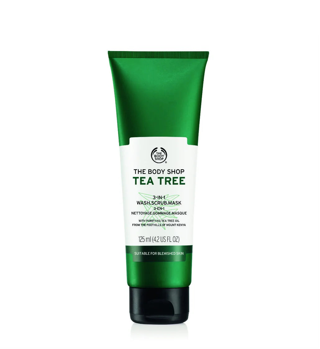 THE BODY SHOP TEA TREE 3 IN 1 WASH SCRUB MASK 125ML