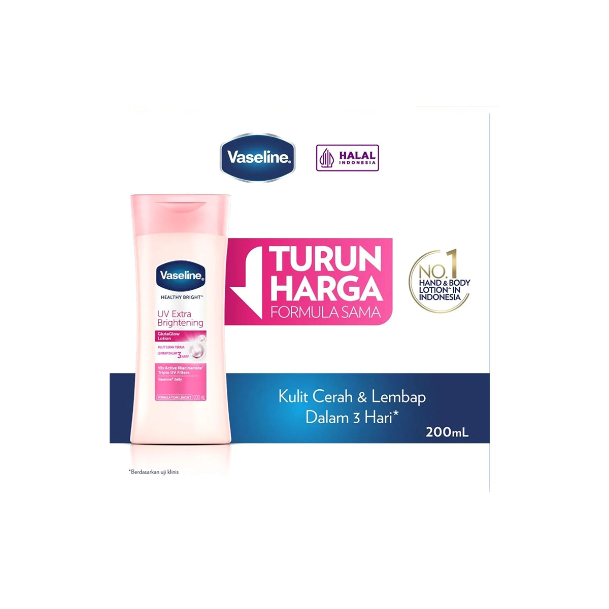 VASELINE INDO BODY LOTION 200ML HEALTHY BRIGHT EXTRA BRIGHT