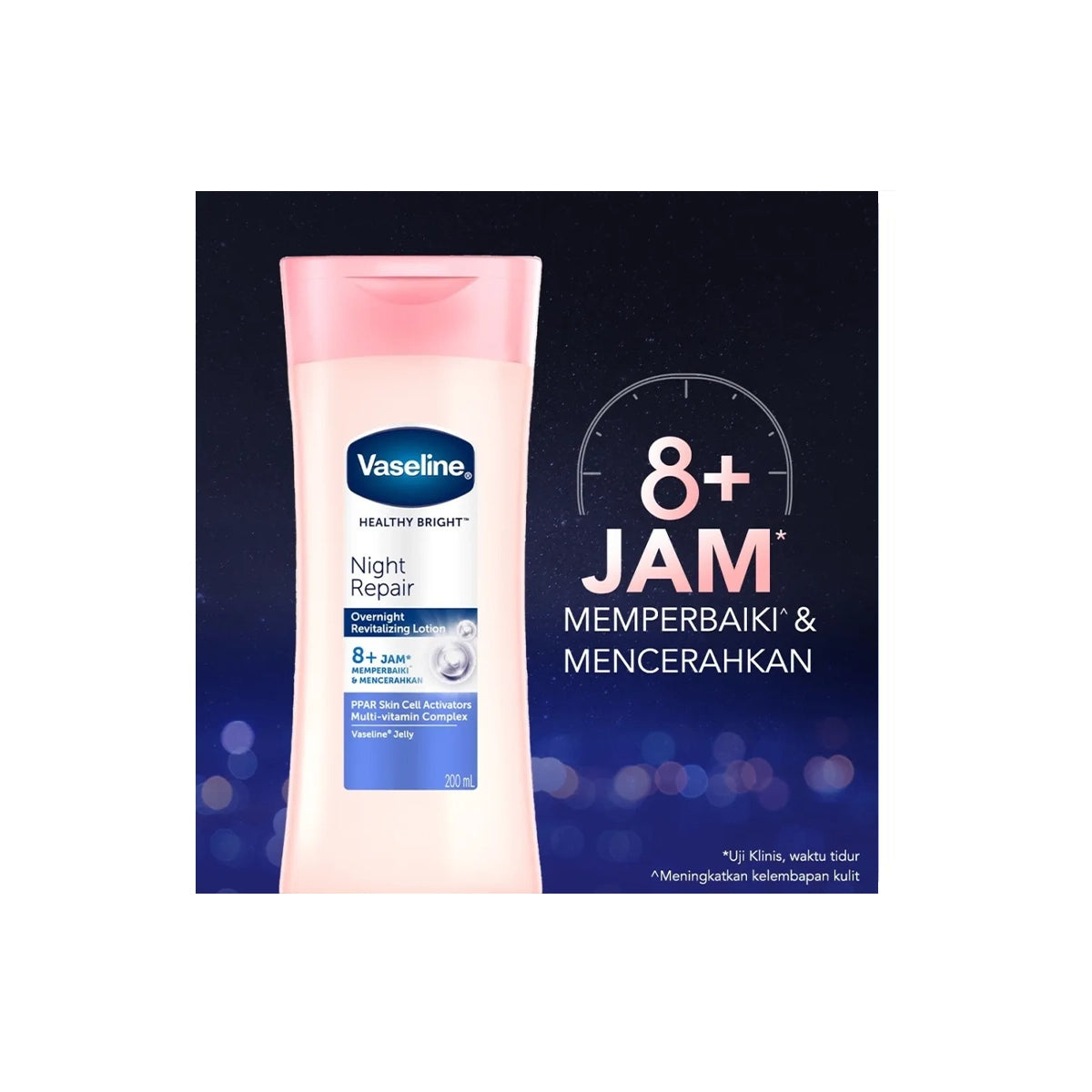 VASELINE INDO BODY LOTION 200ML HEALTHY BRIGHT NIGHT REPAIR