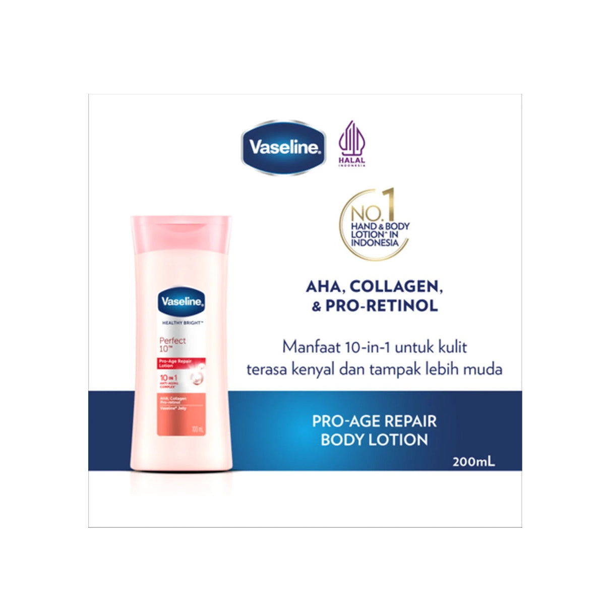 VASELINE INDO BODY LOTION 200ML HEALTHY WHITE PERFECT 10