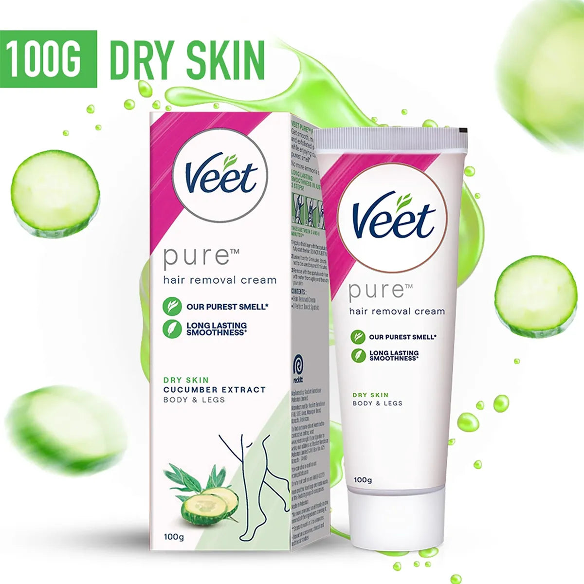 VEET PAK HAIR REMOVAL CREAM 100GM PURE DRY SKIN