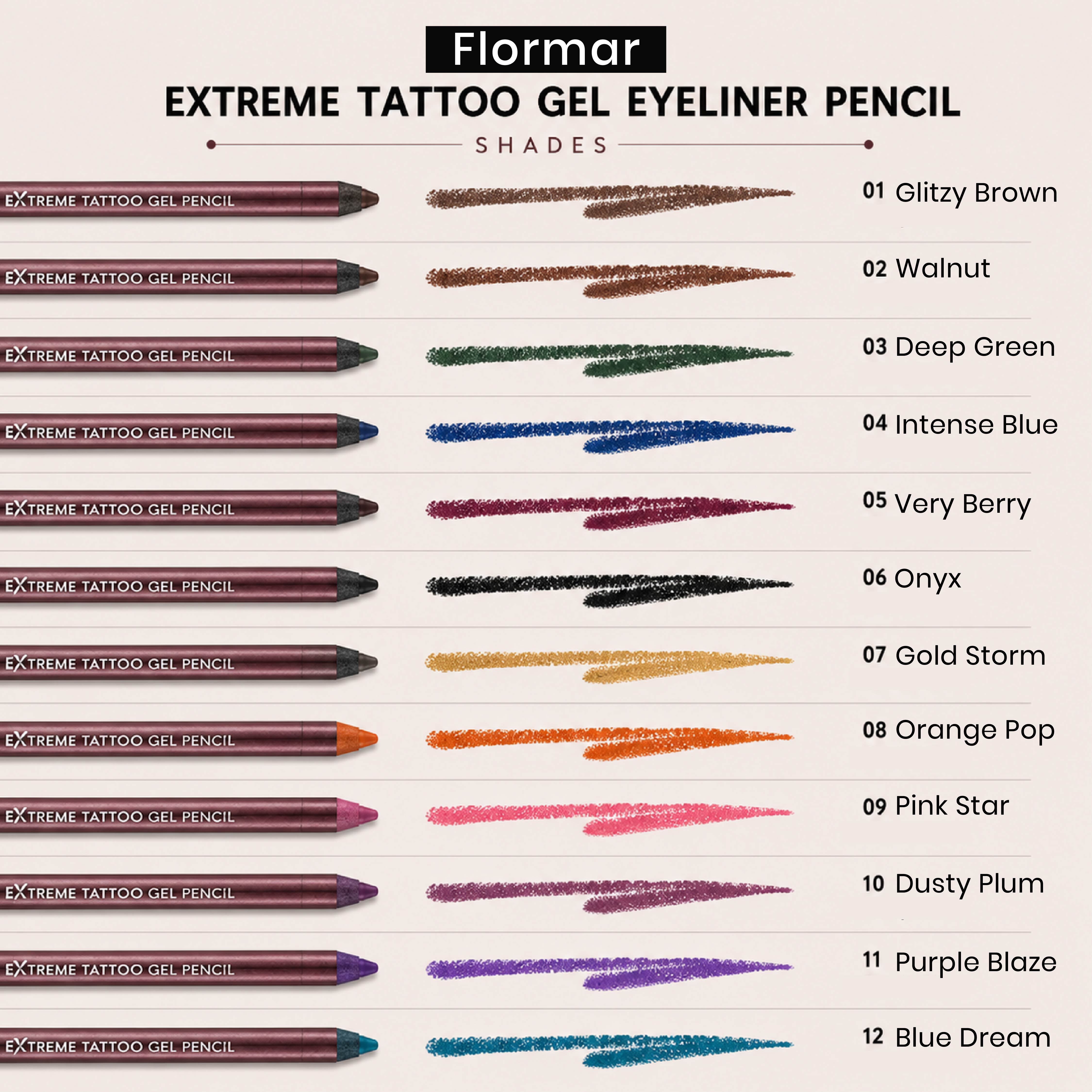 FLORMAR EYELINER PENCIL EXTREME TATTOO GEL